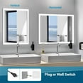 thumbnail image 2 of Bathroom Mirror Bright LED Bathroom Mirror 40" x 32" Front Light, 5 Mins Defog, Full HD Reflected, 3 Colors Dimmable, Wall Mounted,Wall Mirror, 2 of 11