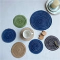 thumbnail image 2 of MAE 6pcs Nordic Style Cotton Yarn Dinner Placemat Round Ramie Woven Cup Mat Heat Insulation Plate Mat Anti-scald Non-Slip Coaster Cup Mat, 2 of 6