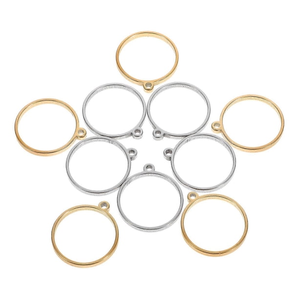 10pcs Stainless Steel Round Open Back Bezel Frames DIY Hollow Pendant Frame Settings for Resin Casting DIY Jewelry Making Accessories