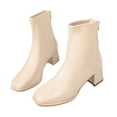 thumbnail image 6 of Willtoo Women's Square Toe Side Zipper Mid Chunky Heels Retro Ankle Boots, 6 of 6