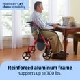 thumbnail image 6 of Medline Rolling Walker, Rollator with Seat and 8-In Wheels, Lightweight, Red, 300-lb Capacity, Aluminum, Memory Foam Seat, 6 of 6