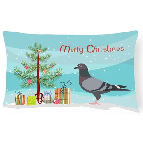 Carolines Treasures BB9318PW1216 Racing Pigeon Christmas Canvas Fabric Decorative Pillow, Teal, 12H x16W, multicolor