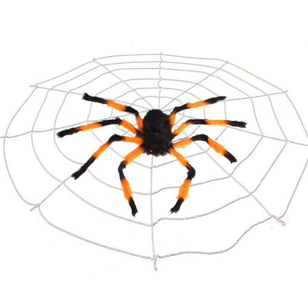 Outdoor Halloween Scary Spider with Spider Web, Best for Halloween Party Decorations, Party Favors