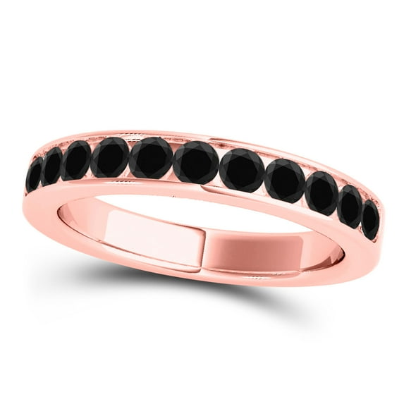 Aonejewelry 1 Carat Ctw Engagement Black Diamond Wedding Band In 14K Solid Rose Gold
