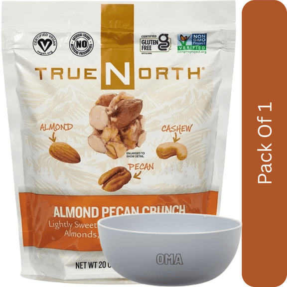 True North Almond Pecan Crunch, 20 oz, With Olive White Bowl By OMA