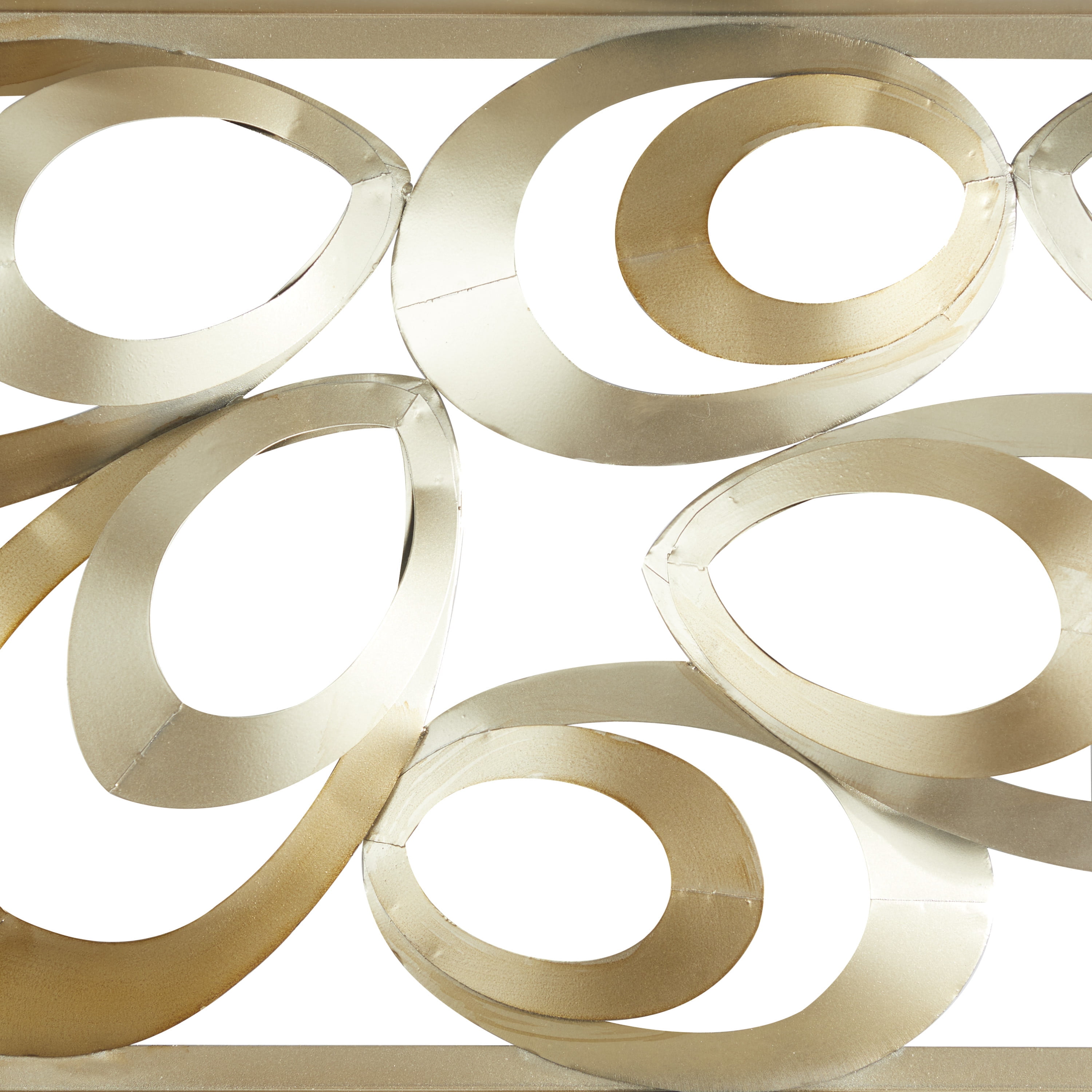 DecMode Gold Metal Scallop Ribbon Abstract Wall Decor with Black Frame