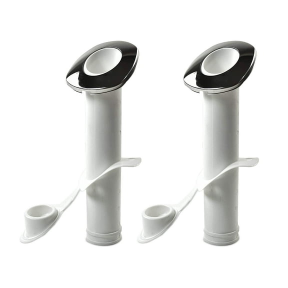 Marine City 30 Degree White Nylon Flush Mount Rod Holder/U.V. Stabilized with Cap Cover and 316 Stainless Steel Gasket 2 Pcs