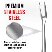 Grillbot Stainless Steel Grill Fork with Long Handle, 2-Prong Carving Fork