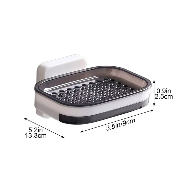 Jabonera con ventosa, doble estante, jabonera de pared para baño, organizador de almacenamiento de jabón de doble capa con drenaje, bandeja recolectora de agua sin perforaciones para ducha, encimera