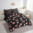 thumbnail image 4 of Manfei Girly Pink Bowknot Twin Bedding Sets 7-Piece for Girls, Kawaii Love Heart Bedding Comforter Set, Cherry Blossoms Reversible Sheet Sets, Luxury Bedroom Decor, 4 of 8