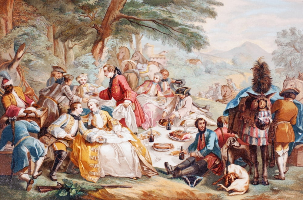 The Hunt Luncheon After A Work By Carle Vanloo In 18Th Century France The Rich And Titled Enjoy A Picnic Lunch After A Mornings Hunting From Xviii Siecle Institutions Usages Et Costumes Published Pari