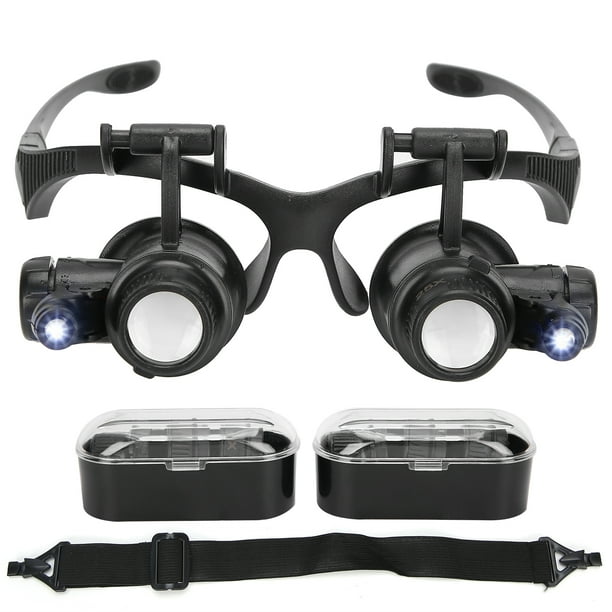 Lupa de cabeza 10x 15x 20x 25x, lupa de luz LED para reparación de relojes (9892G)