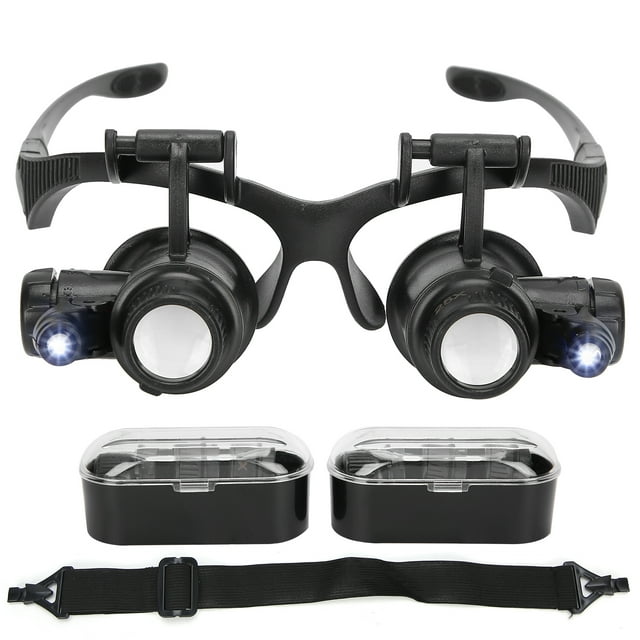 Lupa de cabeza 10x 15x 20x 25x, lupa de luz LED para reparación de relojes (9892G)