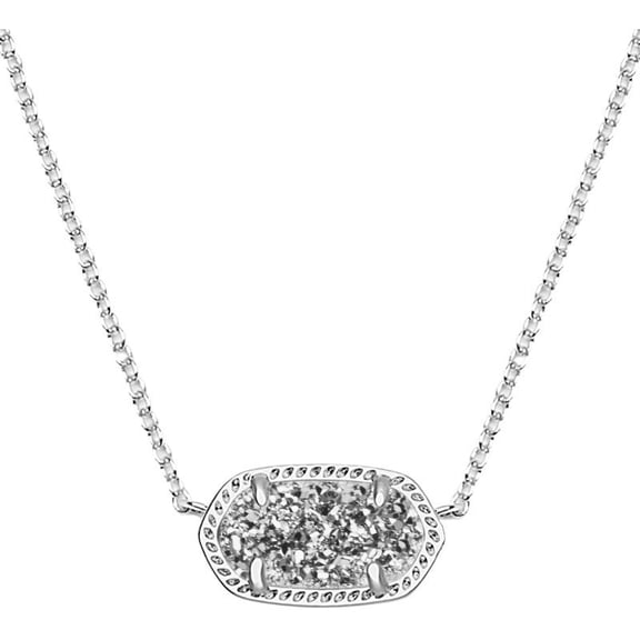 Elisa Rhodium Necklace - Platinum Drusy - 4217711238
