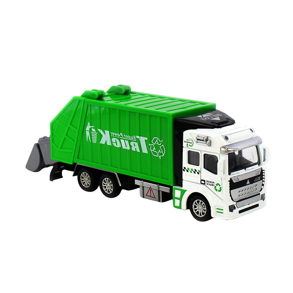 1:32 Pull Back Power Metal Alloy Car Garbage Truck Toy for Kids 