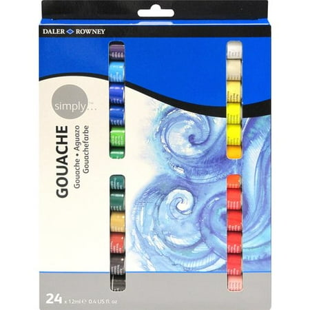 Daler-Rowney Simply Gouache 12 Milliliter Tube Set, 24 (Best Palette For Gouache)