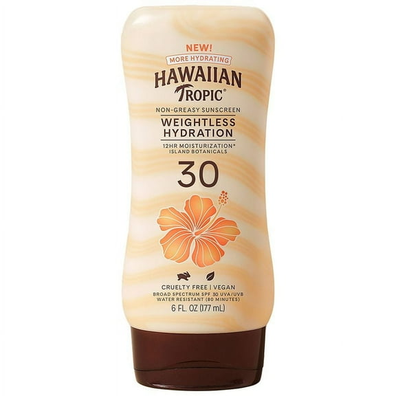 Hawaiian Tropic Weightless Hydration Lotion Sunscreen SPF 30 6.0 fl oz Pack of 2