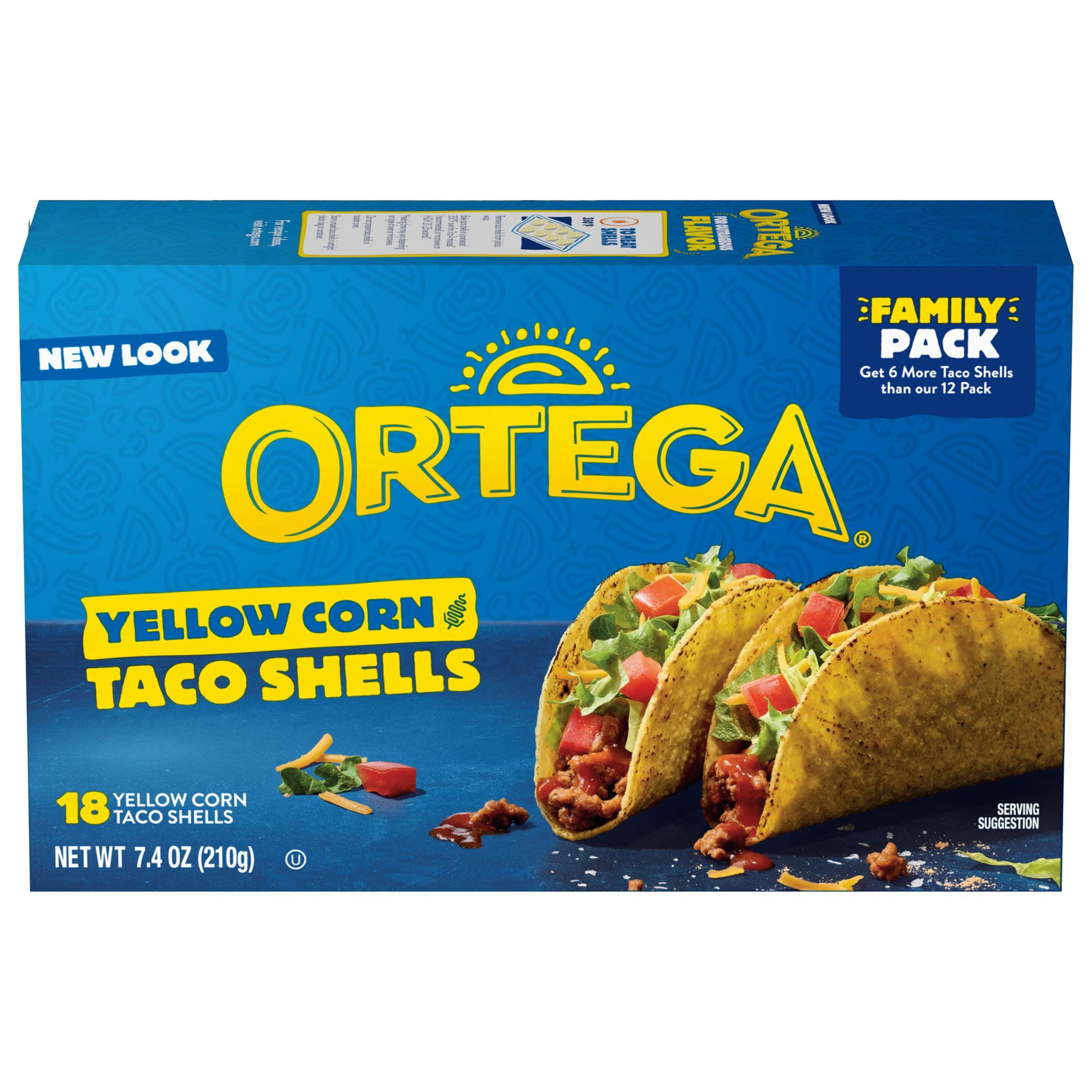 (2 pack) Ortega Yellow Corn Taco Shells Kit, Kosher, 7.4 oz, 18 Count