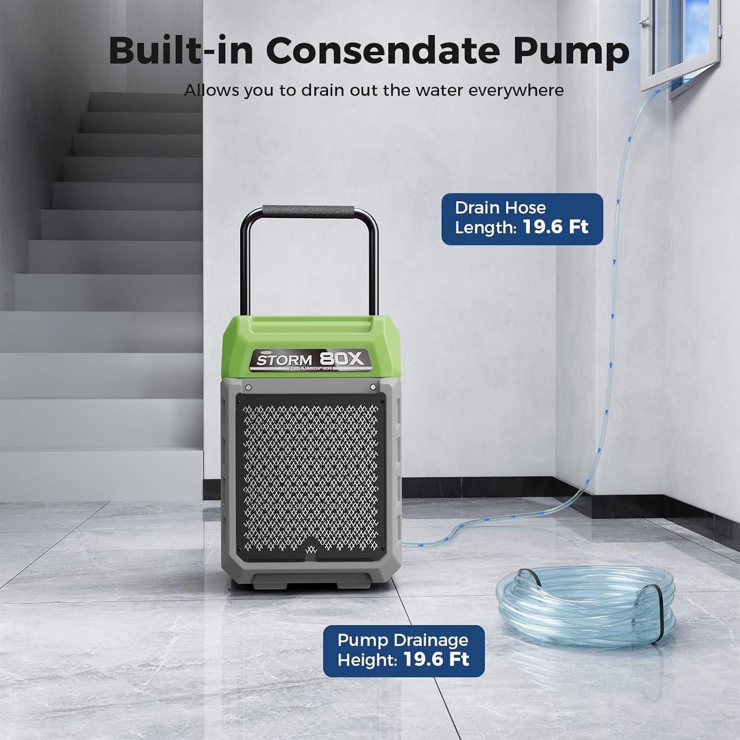 ALORAIR  Commercial Dehumidifier 170 Pints LGR Dehumidifier with Pump & Drain Hose, Portable Insutrial Dehumidifier for Basments, Home, Job Sites, Fit for 2,100 Sq.Ft Space with Wheels