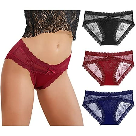 

LEVAO Women Lace Underwear Sexy Breathable Hipster Panties Stretch Seamless Bikini Briefs 6 Pack