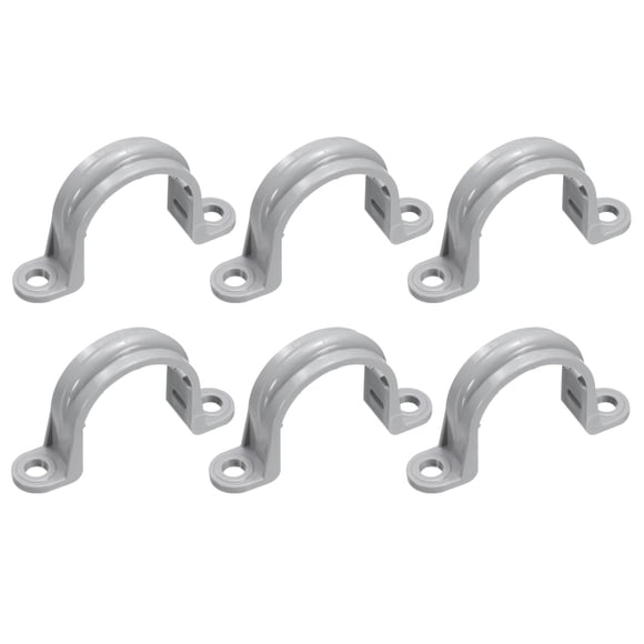 6Pack 1 Inch Pipe Straps, 2 Hole Conduit Pipe Clamps Supports, Mounting Bracket Clips for Cables and Tube Fittings, Gray