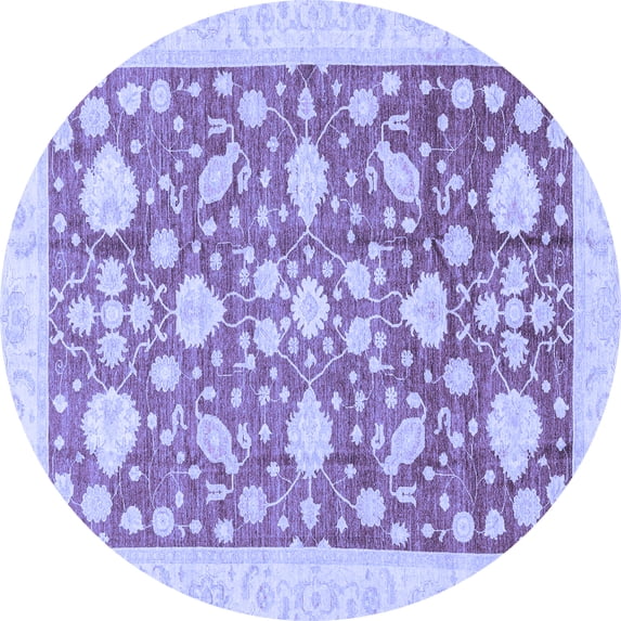 Ahgly Company Indoor Round Oriental Blue Traditional Area Rugs, 7' Round