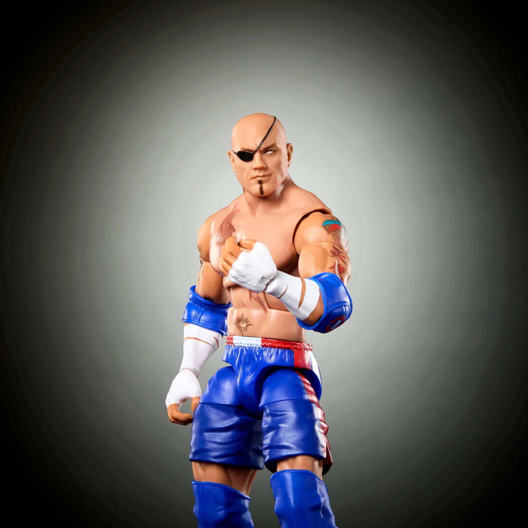 WWE X Street Fighter Batista Action Figure & Accessories, 6-inch Collectible Sagat Mashup Set