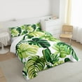 thumbnail image 3 of Manfei Tropical Monstera Leaf Bedding Comforter Set,Natural Theme Twin Comforter Sets,Green White Bedding Set For Teens,Microfiber Bedroom Decor,2 Pieces, 3 of 8
