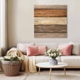 thumbnail image 5 of Farmhouse Beige Brown Wall Art Painting on Canvas, Vintage Wooden Striped Canvas Art Home Prints Wall Art Framed Modern Artwork for Living Room Bedroom Wall Decor 20x20in, 5 of 9