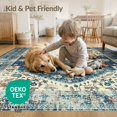thumbnail image 4 of ODIKA 9'x12' Washable Area Rug Cream Boho Vintage Distressed Academia Border Faded Farmhouse for Great Room, Indoor Concept, Large Living Room, Low Pile, Flatwoven, 4 of 7