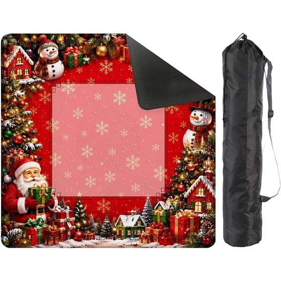Christmas Mahjong Mat 31.5 x 31.5 Inch Waterproof Noise Dampening Base with Carry Bag, Wide Application Mahjong Table Mat, Reliable for American Mahjong Mat Events