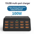 thumbnail image 3 of 100W Universal USB Charger 15 Ports 2.4A USB-A Smart Charging Station for Tablet Phone, 3 of 7