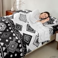 thumbnail image 3 of Erosebridal Geometric Aztec Full Size Sheets, Black White Bohemian Bed Sheets, 4 Pieces 1 Flat Sheet, 1 Fitted Sheet and 2 Pillowcases, 3 of 5
