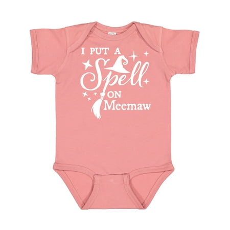 

Inktastic I Put a Spell on Meemaw Witch Hat and Broom Gift Baby Boy or Baby Girl Bodysuit