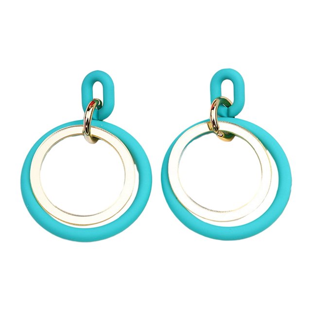 Kkkded Candy-colored Drop Earrings Circle Stitching Hollow Stud Earrings - Acrylic Hoop Splicing, Colorful Contrast Geometric, Lightweight Dangle Jewelry