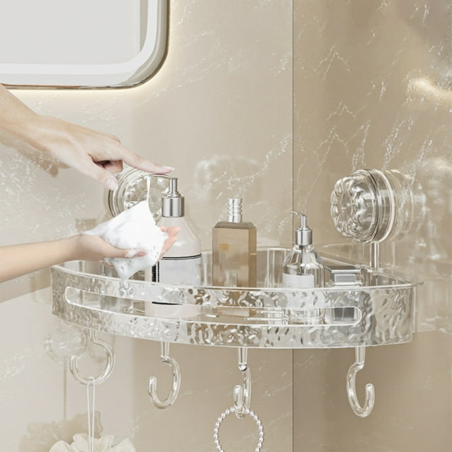 Wolfast Suction Cups for Shower Caddy Corrugated Suction Cup Corner Rack Tripod Bathroom Toilet Wash Basin Punch Wall Mounted Storage Rack Shower Caddy with Suction Cups