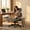 Grey Leather, variant on Peispie Criss Cross Office Chair with Adjustable Arms, Sherpa Cross Legged Desk Chair with Headrest, Wide Seat High Back Swivel Computer Office Chair for Home Office, Beige