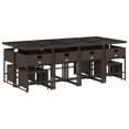thumbnail image 2 of vidaXL 13 Piece Garden Dining Set with Cushions Brown Poly Rattan, 2 of 5