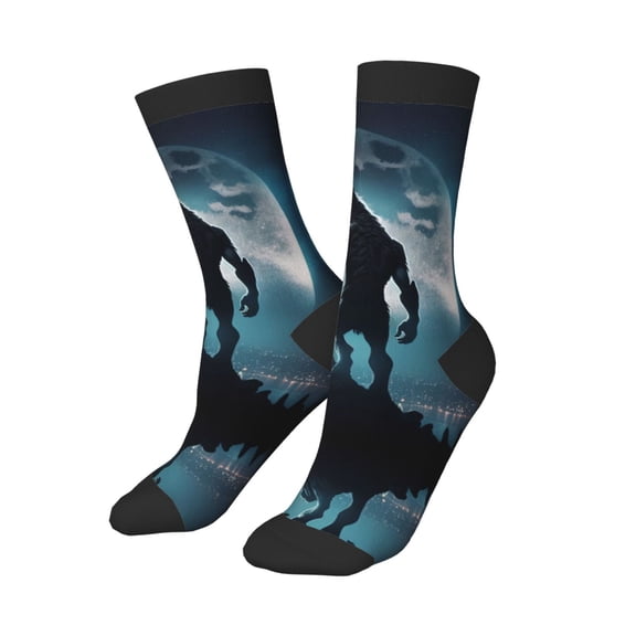 Kids Girls Boys Socks - Moon Wolf Warrior Comfort Breathable Crew Socks for Boys Girls Kids, Soft Athletic Running Socks for Boys Socks 6-10 Years Old