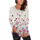 thumbnail image 2 of Tops de cuello redondo transpirables cómodos de manga larga con estampado de moda para mujer Pompotops FGAJ9704, 2 of 5