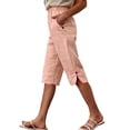 thumbnail image 2 of Pants for Women Casual Summer Knee Length Pants Elastic Waist Loose Fit Summer with Pockets, 2 of 6