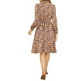 thumbnail image 3 of MODA NOVA Junior's Tie Neck Chiffon Long Sleeves Floral Belted Midi Dress, 3 of 6
