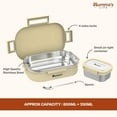 thumbnail image 2 of Mumma's LIFE Stainless Steel Tiffin Box with 4 Side Lock Lid, 910 ml and Inner Stainless Steel Container, 135 ml, Food Grade | Air Tight | Easy to Carry | Leak Proof (Mini Kick Lunch Box Yellow), 2 of 5