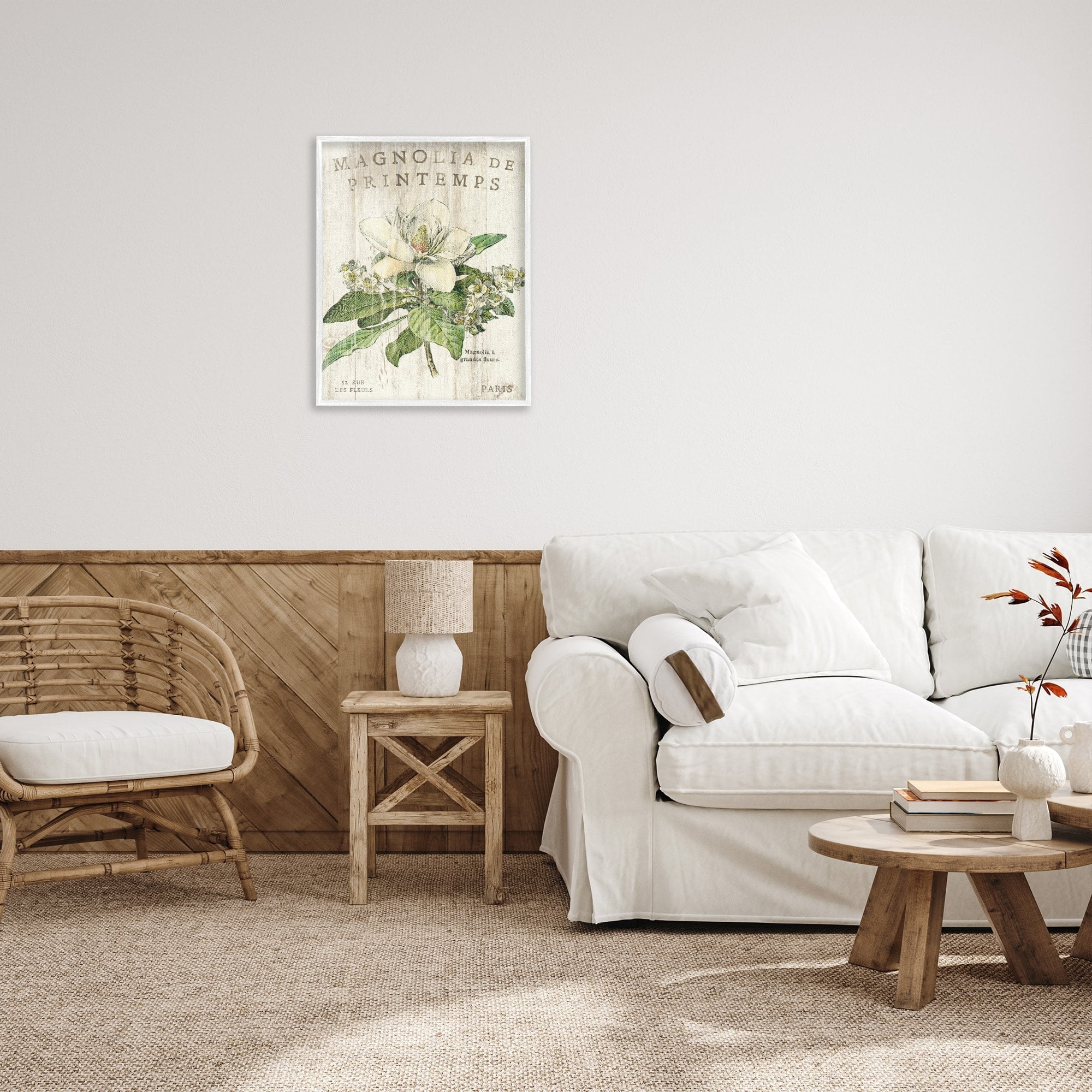 Stupell Industries French Magnolias In Spring Graphic Art White Framed Art Print Wall Art, 24x30, by Sue Schlabach