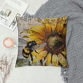 thumbnail image 2 of PHYHOO Summer Vintage Sunflower Pillow Cover – Rustic Aesthetic with Bee and Antique Music Sheet Detail, Ideal for Living Room and Bedroom Decor White, 2 of 5