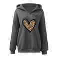thumbnail image 4 of Homenesgenics Hoodies for Women Graphic Design Womens Hoodies Fashion Women's Casual Loose Print Blouses V-Neck Long Sleeved Hooded Sweatshirt Gray L, 4 of 4