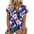 thumbnail image 5 of Blczomt Purple Short Sleeve Tops for Women Floral Trendy Lightweight Tops 2026 Casual V Neck Womens Blouse,XXL, 5 of 7