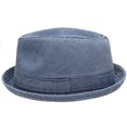 thumbnail image 2 of Sombrero Fedora EPOCH de algodón lavado, estilo vintage, azul marino, 2 of 5