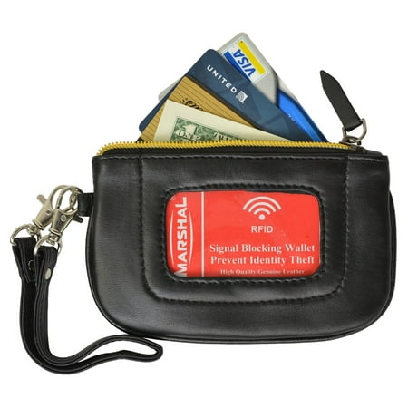 Id Leather Pouch - Womens Premium Leather RFID Blocking Safe Zip ID Pouch RFID P 1110 Brown