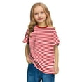thumbnail image 6 of Spazoro Toddler Girls T-shirts, Summer Crewneck Casual Striped Short Sleeve Tops Tee Red Size 3 T, 6 of 8